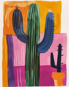Cactus Painting on Canvas by F. Abderrahim