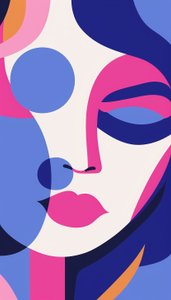 Minimalist Woman Portrait in Purple and White