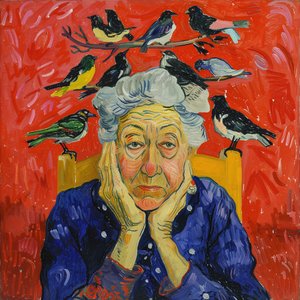 Woman with Birds on Her Head Matisse Style