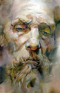 Wise Old Man with White Beard