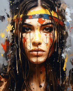 Abstract Portrait: A Young Native American Woman by F. Abderrahim