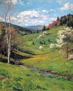 Beautiful Landscapes, Green Plateaus in Spring, Wall Decor You