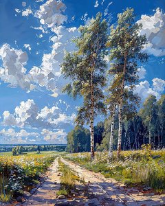A birch forest on a sunny day