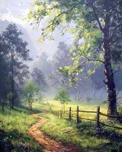 A tree-lined road in the countryside