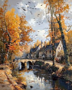 An Old Bridge with a Stream Under It in a Small Town by F. Abderrahim