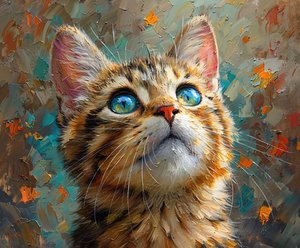A Cute Cat with Blue Eyes Looking Up by F. Abderrahim