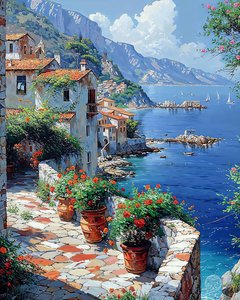 A Rocky Seashore of a Village Overlooking the Mediterranean Sea
