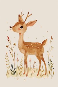 Minimalist deer animal decoration for babies boho kids by F. Abderrahim