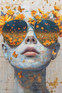 Woman Face Close Up with Olympus Flowers by F. Abderrahim