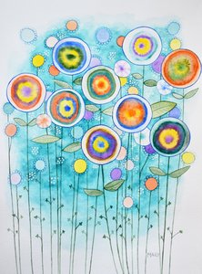 Abstract Flowers by Marys Watercolors