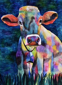Watercolor Cow