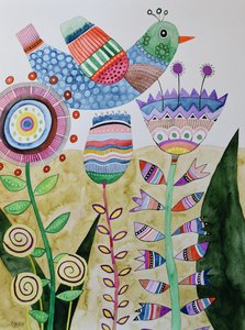Crazy Bird by Marys Watercolors