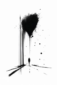 Abstract Black & White Conceptual Art Silhouette of Solitude
