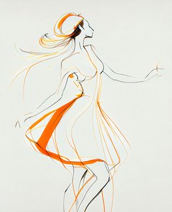 Minimalist Dancing Woman in Ewa Hauton Style