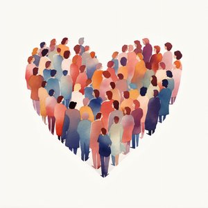 People Together Looking at One Heart-Shaped Object in Minimalism