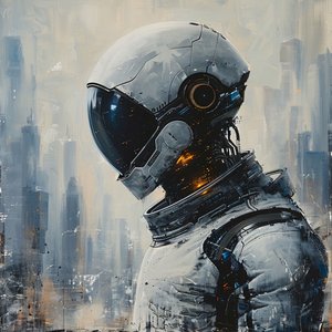 A man in a white space suit with a helmet