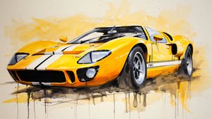 Artwork of a Modern Yellow Sports Car