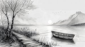 Boat in the Middle of a River by F. Abderrahim