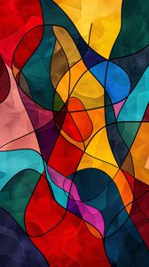 Colorful Abstract Stained Glass, Vinicunca Picasso Style