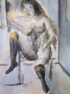 Seated Nude in Blue