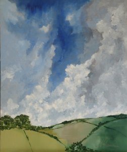 Landscape with Hills and Clouds by M. Vet
