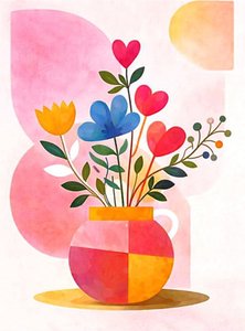 Colorful Bouquet in Geometric Pot