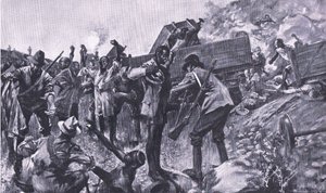 The Wrecking of the Train Near Taaibosch, from After Pretoria: The Guerilla War by A. C. Ball