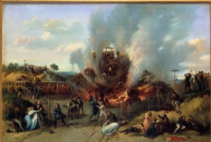 Railway disaster in Bellevue on the railway of Versailles, 8 May 1842 by A Provost