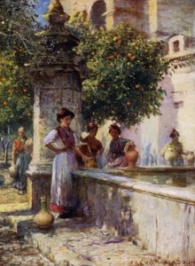 Cordova, Fountain in the Patio de los Naranjos by A. Trevor Haddon
