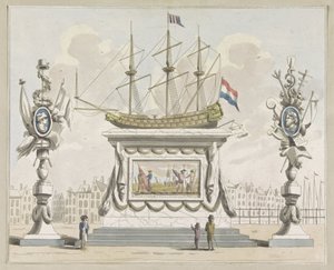Commerce and Navigation, Decoration on the Nieuwmarkt, 1795. Ten Plates of the Decorations at the Alliance Festival in Amsterdam in 1795 by A. Verkerk