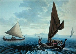 View of the Island of Tinian: Dugout Canoes from the Caroline Islands, from 