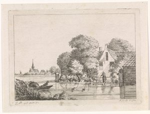 Fisherman and a Woman in Front of a House