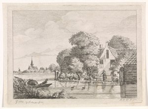 Fisherman and a Woman in Front of a House by A. van de Velde