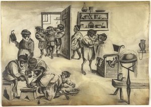 Barber Shop with Monkeys, ca. 1720 by Abraham Bastiaensz.