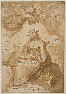 Madonna and Child, Crowned by Angels by Abraham Bloemaert