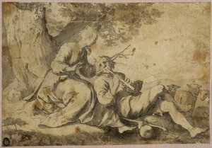 Shepherd and Shepherdess Resting under an Old Tree by Abraham Bloemaert