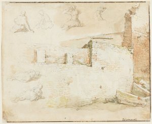 Studies of a Brick Wall and Some Figures, Seen from Behind by Abraham Bloemaert