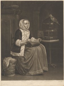 Woman Sewing by Abraham Blooteling
