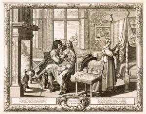 Husband with Wife Seated on Knee by Fireplace, Bosse, Abraham by Abraham Bosse
