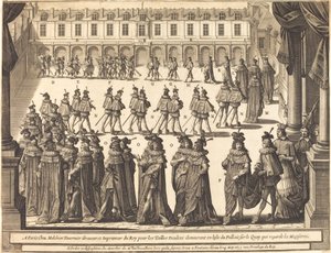 March of the King and Knights of the Holy Spirit in the Courtyard at Fontainebleau by Abraham Bosse