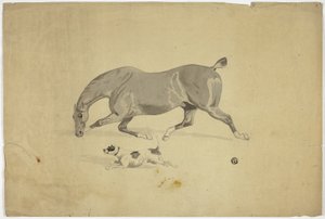 Running Horse and Dog by Abraham Cooper