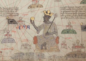 Detail from the Catalan Atlas, Sheet 6, Showing Mansa Musa Enthroned