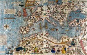 Catalan Map of the European Continent with the Atlantic and the Mediterranean Sea by Abraham and Cresques Jehuda Cresques