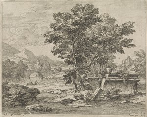 Landscape with a Classical Ruin by Abraham Genoels