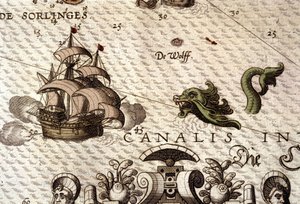 A marine monster attacking a galleon (detail)