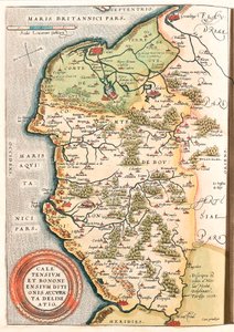 Geography Map of the Boulonnais Territory, Artois and French Flanders including the Places of Calais, Arches, Greuelinge, Etaples and Montreuil... taken from Theatrum Orbis Terrarum by Abraham Ortelius