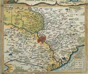 Map of Lazio Region, from Theatrum Orbis Terrarum by Abraham Ortelius