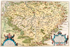 Geography map of the territory of Bohemia from 
