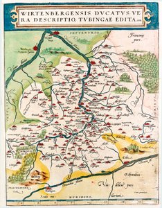 Geography Map of Baden-Wuerttemberg Territory of Germany Taken from Theatrum Orbis Terrarum by Abraham Ortelius by Abraham Ortelius
