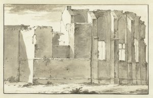 View of the Ruins of the Choir of the Great Church in Zandvoort by Abraham Rademaker